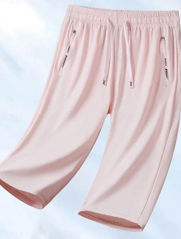 Women's Chinos Shorts Basic Casual Knee Length High Waist Solid Color Pocket Elastic Waistband Comfy Soft Comfortable Micro-elastic Outdoor Street Black Pink Purple Gray Summer Regular Fit