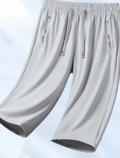 Women's Chinos Shorts Basic Casual Knee Length High Waist Solid Color Pocket Elastic Waistband Comfy Soft Comfortable Micro-elastic Outdoor Street Black Pink Purple Gray Summer Regular Fit