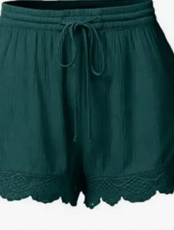 Women's Chinos Shorts Basic Casual Short High Waist Plain Elastic Drawstring Design High Cut Breathability Soft Micro-elastic Casual Daily Weekend Wine Lake Blue Black White Summer Spring Regular Fit