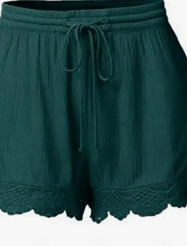 Women's Chinos Shorts Basic Casual Short High Waist Plain Elastic Drawstring Design High Cut Breathability Soft Micro-elastic Casual Daily Weekend Wine Lake Blue Black White Summer Spring Regular Fit