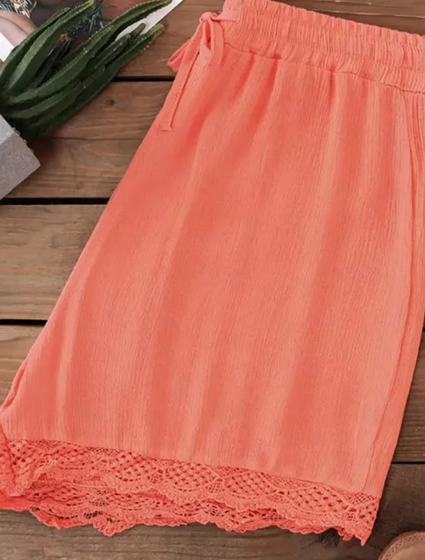 Women's Chinos Shorts Basic Casual Short High Waist Plain Elastic Drawstring Design High Cut Breathability Soft Micro-elastic Casual Daily Weekend Wine Lake Blue Black White Summer Spring Regular Fit