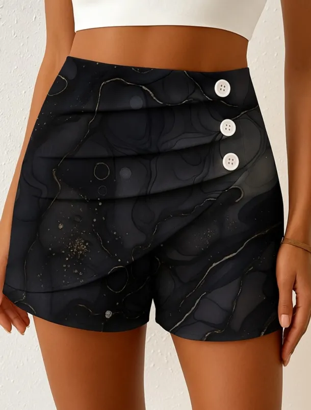 Women's Chinos Shorts Elegant Vacation Vintage Short High Waist Graphic Abstract Layered Micro-elastic Outdoor Street Daily Golden Black Blue Summer Spring