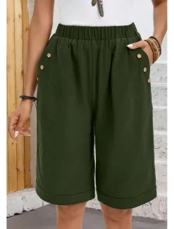 Women's Chinos Shorts Fashion Basic Casual Short High Waist Plain Pocket Drawstring Comfort Outdoor Micro-elastic Vacation Street Daily Grey Yellow Navy Blue Sky Blue Summer Spring Loose Fit