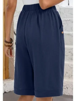 Women's Chinos Shorts Fashion Basic Casual Short High Waist Plain Pocket Drawstring Comfort Outdoor Micro-elastic Vacation Street Daily Grey Yellow Navy Blue Sky Blue Summer Spring Loose Fit