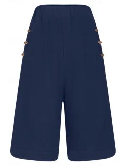 Women's Chinos Shorts Fashion Basic Casual Short High Waist Plain Pocket Drawstring Comfort Outdoor Micro-elastic Vacation Street Daily Grey Yellow Navy Blue Sky Blue Summer Spring Loose Fit