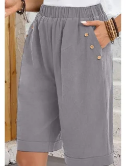 Women's Chinos Shorts Fashion Basic Casual Short High Waist Plain Pocket Drawstring Comfort Outdoor Micro-elastic Vacation Street Daily Grey Yellow Navy Blue Sky Blue Summer Spring Loose Fit