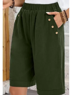 Women's Chinos Shorts Fashion Basic Casual Short High Waist Plain Pocket Drawstring Comfort Outdoor Micro-elastic Vacation Street Daily Grey Yellow Navy Blue Sky Blue Summer Spring Loose Fit