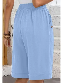 Women's Chinos Shorts Fashion Basic Casual Short High Waist Plain Pocket Drawstring Comfort Outdoor Micro-elastic Vacation Street Daily Grey Yellow Navy Blue Sky Blue Summer Spring Loose Fit