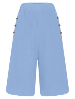 Women's Chinos Shorts Fashion Basic Casual Short High Waist Plain Pocket Drawstring Comfort Outdoor Micro-elastic Vacation Street Daily Grey Yellow Navy Blue Sky Blue Summer Spring Loose Fit