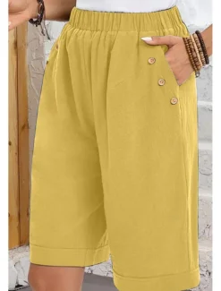 Women's Chinos Shorts Fashion Basic Casual Short High Waist Plain Pocket Drawstring Comfort Outdoor Micro-elastic Vacation Street Daily Grey Yellow Navy Blue Sky Blue Summer Spring Loose Fit
