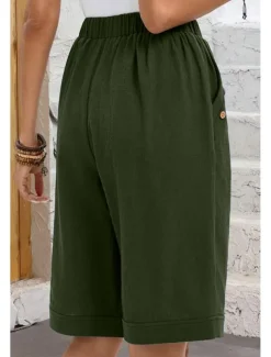 Women's Chinos Shorts Fashion Basic Casual Short High Waist Plain Pocket Drawstring Comfort Outdoor Micro-elastic Vacation Street Daily Grey Yellow Navy Blue Sky Blue Summer Spring Loose Fit