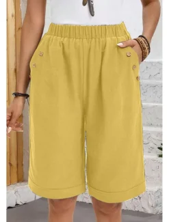 Women's Chinos Shorts Fashion Basic Casual Short High Waist Plain Pocket Drawstring Comfort Outdoor Micro-elastic Vacation Street Daily Grey Yellow Navy Blue Sky Blue Summer Spring Loose Fit