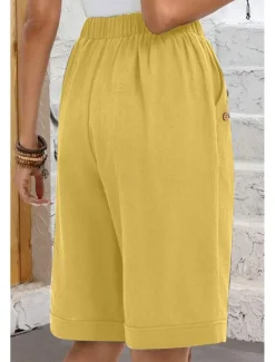 Women's Chinos Shorts Fashion Basic Casual Short High Waist Plain Pocket Drawstring Comfort Outdoor Micro-elastic Vacation Street Daily Grey Yellow Navy Blue Sky Blue Summer Spring Loose Fit