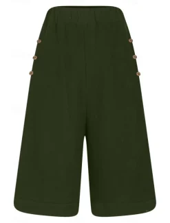 Women's Chinos Shorts Fashion Basic Casual Short High Waist Plain Pocket Drawstring Comfort Outdoor Micro-elastic Vacation Street Daily Grey Yellow Navy Blue Sky Blue Summer Spring Loose Fit