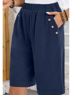 Women's Chinos Shorts Fashion Basic Casual Short High Waist Plain Pocket Drawstring Comfort Outdoor Micro-elastic Vacation Street Daily Grey Yellow Navy Blue Sky Blue Summer Spring Loose Fit