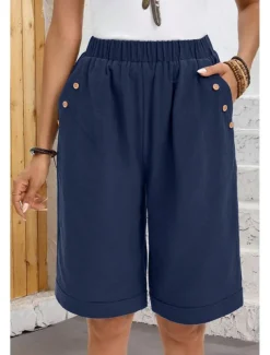 Women's Chinos Shorts Fashion Basic Casual Short High Waist Plain Pocket Drawstring Comfort Outdoor Micro-elastic Vacation Street Daily Grey Yellow Navy Blue Sky Blue Summer Spring Loose Fit