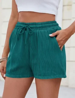 Women's Chinos Shorts Fashion Streetwear Short High Waist Plain Pocket Elastic Waistband Comfy Soft Comfortable Micro-elastic Outdoor Street Deep Green Depression Green Black White Summer Spring