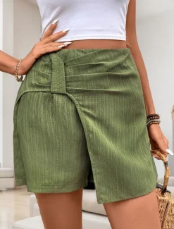 Women's Chinos Skort Butterfly Shorts Fashion Streetwear Short High Waist Plain Comfy Soft Comfortable Micro-elastic Outdoor Street Green Summer Regular Fit