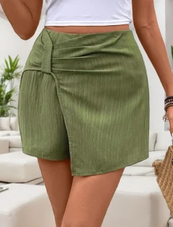 Women's Chinos Skort Butterfly Shorts Fashion Streetwear Short High Waist Plain Comfy Soft Comfortable Micro-elastic Outdoor Street Green Summer Regular Fit