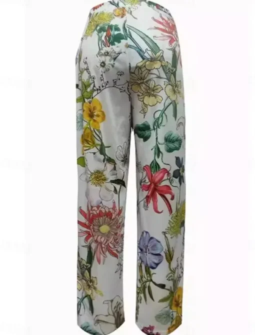 Women's Chinos Vacation Vintage Calf-Length High Waist Floral Pocket Elastic Waistband Comfy Soft Comfortable Micro-elastic Outdoor Vacation White Summer Loose Fit