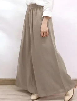 Women's Chinos Vintage Fashion Basic Full Length High Waist Plain Pocket Comfort Inelastic Outdoor Vacation Yoga claret Dark navy Khaki Army Green Summer Spring Fall Winter Loose Fit