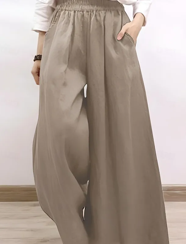 Women's Chinos Vintage Fashion Basic Full Length High Waist Plain Pocket Comfort Inelastic Outdoor Vacation Yoga claret Dark navy Khaki Army Green Summer Spring Fall Winter Loose Fit