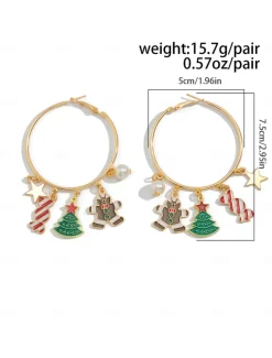 Women's Christmas Gingerbread and Snowflake Charm Necklace and Earrings and Bracelet with Gold Chain - Cute Holiday Jewelry for Christmas Celebrations
