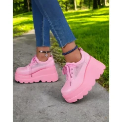 Women's Chunky Platform Sneakers – Lace-Up Wedge Shoes for Casual Wear, Street Fashion & Party Outfits
