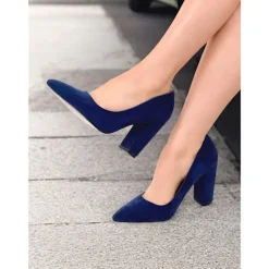 Women's Classic Suede Pointed Toe High Heels | Block Heel Pumps for Work & Parties