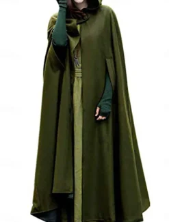 Women's Cloak / Capes Overcoat Long Pea Coat Windproof Warm Winter Coat Stylish Classic Style Casual Jacket 3/4 Length Sleeve Oversize Black Blue Army Green