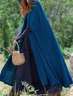 Women's Cloak / Capes Overcoat Long Pea Coat Windproof Warm Winter Coat Stylish Classic Style Casual Jacket 3/4 Length Sleeve Oversize Black Blue Army Green