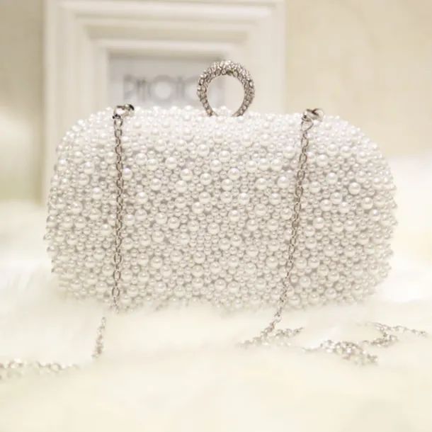 Women's Clutch Bags Party / Evening Bridal Shower Wedding Party Pearls Pearl White Pink Apricot