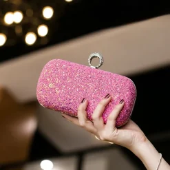 Women's Clutch Evening Bag Wristlet Clutch Bags PU Leather Party Bridal Shower Holiday Rhinestone Large Capacity Lightweight Durable Solid Color Small white Small black Small blue