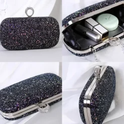 Women's Clutch Evening Bag Wristlet Clutch Bags PU Leather Party Bridal Shower Holiday Rhinestone Large Capacity Lightweight Durable Solid Color Small white Small black Small blue