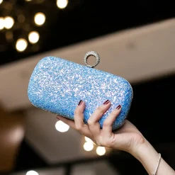Women's Clutch Evening Bag Wristlet Clutch Bags PU Leather Party Bridal Shower Holiday Rhinestone Large Capacity Lightweight Durable Solid Color Small white Small black Small blue
