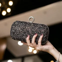 Women's Clutch Evening Bag Wristlet Clutch Bags PU Leather Party Bridal Shower Holiday Rhinestone Large Capacity Lightweight Durable Solid Color Small white Small black Small blue