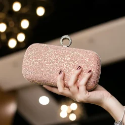 Women's Clutch Evening Bag Wristlet Clutch Bags PU Leather Party Bridal Shower Holiday Rhinestone Large Capacity Lightweight Durable Solid Color Small white Small black Small blue