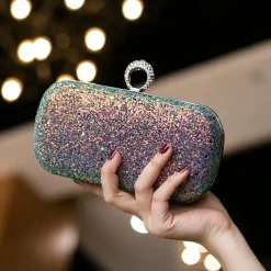 Women's Clutch Evening Bag Wristlet Clutch Bags PU Leather Party Bridal Shower Holiday Rhinestone Large Capacity Lightweight Durable Solid Color Small white Small black Small blue