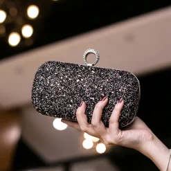 Women's Clutch Evening Bag Wristlet Clutch Bags PU Leather Party Bridal Shower Holiday Rhinestone Large Capacity Lightweight Durable Solid Color Small white Small black Small blue