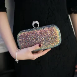 Women's Clutch Evening Bag Wristlet Clutch Bags PU Leather Party Bridal Shower Holiday Rhinestone Large Capacity Lightweight Durable Solid Color Small white Small black Small blue