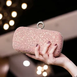 Women's Clutch Evening Bag Wristlet Clutch Bags PU Leather Party Bridal Shower Holiday Rhinestone Large Capacity Lightweight Durable Solid Color Small white Small black Small blue