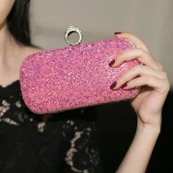 Women's Clutch Evening Bag Wristlet Clutch Bags PU Leather Party Bridal Shower Holiday Rhinestone Large Capacity Lightweight Durable Solid Color Small white Small black Small blue