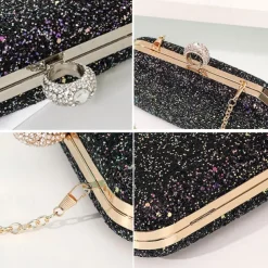 Women's Clutch Evening Bag Wristlet Clutch Bags PU Leather Party Bridal Shower Holiday Rhinestone Large Capacity Lightweight Durable Solid Color Small white Small black Small blue