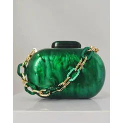 Women's Clutch Evening Bag Shoulder Bags Acrylic Party Wedding Party Chain Multi Carry Solid Color Almond Black White