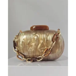 Women's Clutch Evening Bag Shoulder Bags Acrylic Party Wedding Party Chain Multi Carry Solid Color Almond Black White