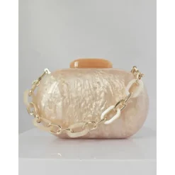 Women's Clutch Evening Bag Shoulder Bags Acrylic Party Wedding Party Chain Multi Carry Solid Color Almond Black White