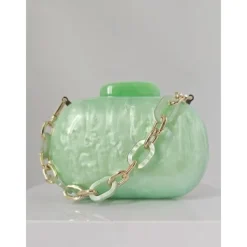 Women's Clutch Evening Bag Shoulder Bags Acrylic Party Wedding Party Chain Multi Carry Solid Color Almond Black White