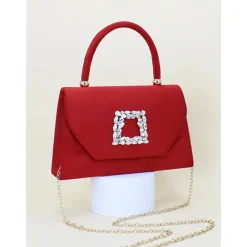 Women's Clutch Evening Bag Shoulder Bags Polyester Party Wedding Party Buckle Chain Large Capacity Multi Carry Solid Color Almond Black Red