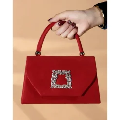 Women's Clutch Evening Bag Shoulder Bags Polyester Party Wedding Party Buckle Chain Large Capacity Multi Carry Solid Color Almond Black Red
