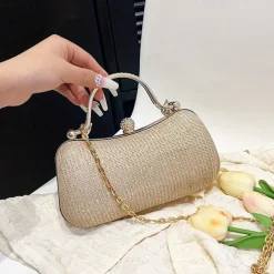 Women's Clutch Evening Bag Wristlet Clutch Bags PU Leather Party Bridal Shower Holiday Rhinestone Chain Large Capacity Waterproof Lightweight Solid Color Silver Black Gold